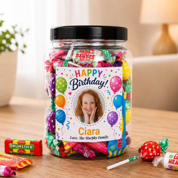 Any Photo Happy Birthday - Personalised Sweets Jar