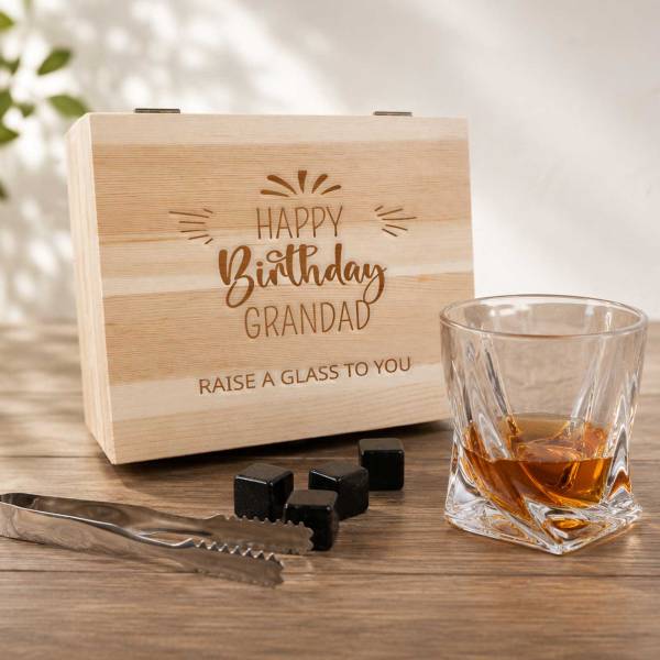 Personalised Pine Wooden Boxed Whiskey Set