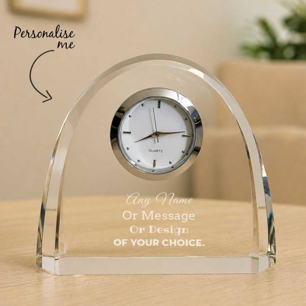 Personalised Oval Optic Crystal Clock