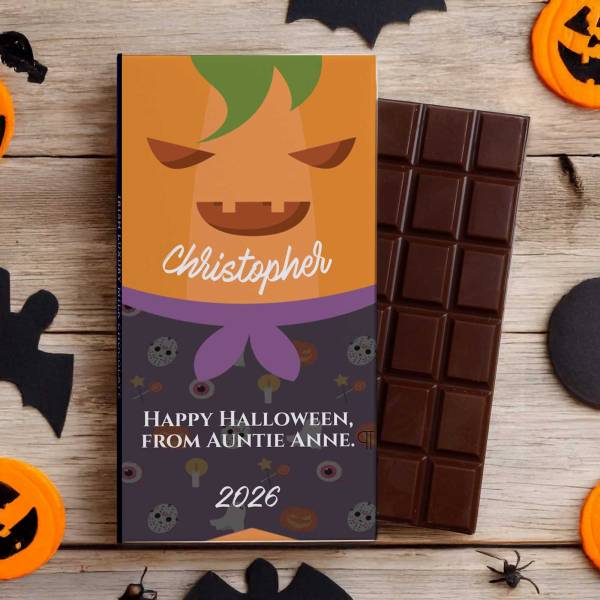 Happy Halloween Pumpkin Personalised Chocolate Bar 90g