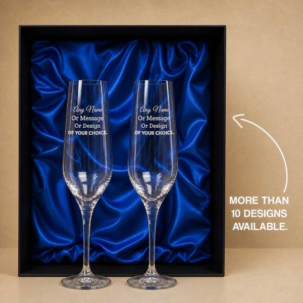 Personalised Champagne Glasses – Set of 2 in Luxury Gift Box