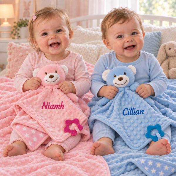 Personalised Teddy Comforter & Blanket Gift Set