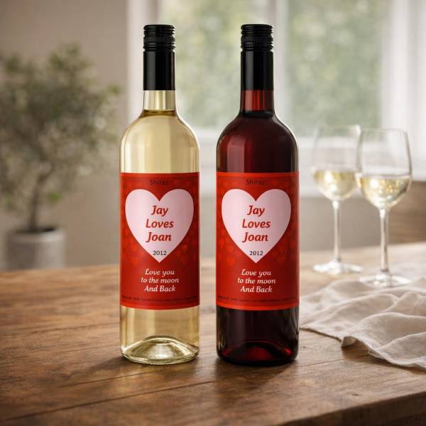 Love Heart Personalised Wine