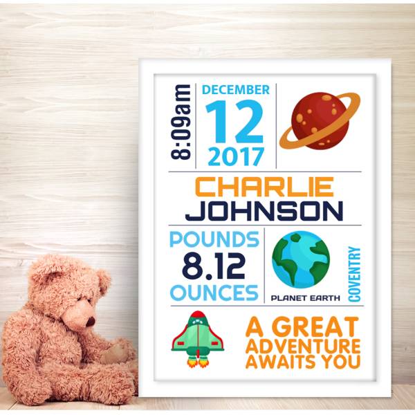 Adventure Baby Personalised Poster